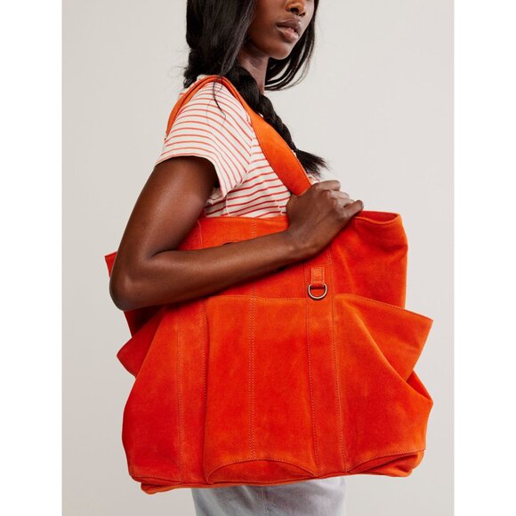 Free People Suede Caravan Tote Red / Orange Free People Reddish Orange Tote Bag - Picture 4 of 15